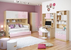 Детская комната Грэйси (Розовый/Серый/корпус Клен) в Железногорске - zheleznogorsk.katalogmebeli.com | фото 2