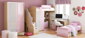 Детская комната Грэйси (Розовый/Серый/корпус Клен) в Железногорске - zheleznogorsk.katalogmebeli.com | фото 5