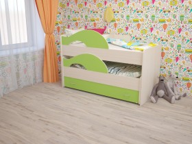 Кровать детская Радуга 1600 Млечный дуб/Салатовый в Железногорске - zheleznogorsk.katalogmebeli.com | фото