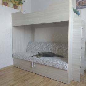 Кровать двухъярусная с диваном (Беленый дуб) в Железногорске - zheleznogorsk.katalogmebeli.com | фото 1