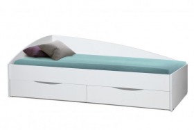Кровать одинарная "Фея - 3" (асимметричная) (2000х900) New/(белый / белый / ДВПО белый) в Железногорске - zheleznogorsk.katalogmebeli.com | фото