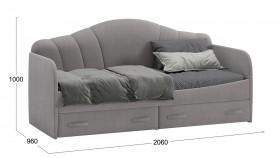 Кровать с мягкой спинкой и ящиками «Сабрина» 900 Светло-серый в Железногорске - zheleznogorsk.katalogmebeli.com | фото 3