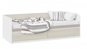 Кровать «Сканди» с 2 ящиками Дуб Гарден/Белый/Глиняный серый в Железногорске - zheleznogorsk.katalogmebeli.com | фото