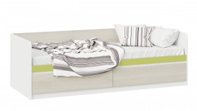 Кровать «Сканди» с 2 ящиками Дуб Гарден/Белый/Зеленый в Железногорске - zheleznogorsk.katalogmebeli.com | фото