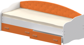 Кровать Софа-7 с мягкой спинкой (800х1900) Белый/Оранжевый в Железногорске - zheleznogorsk.katalogmebeli.com | фото