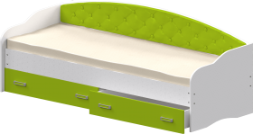 Кровать Софа-8 с мягкой спинкой (900х1900) Белый/Лайм в Железногорске - zheleznogorsk.katalogmebeli.com | фото