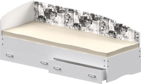 Кровать Софа-9 с мягкой спинкой с рисунком Милана (900х1900) Белый в Железногорске - zheleznogorsk.katalogmebeli.com | фото