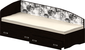Кровать Софа-9 с мягкой спинкой с рисунком Милана (900х1900) Венге в Железногорске - zheleznogorsk.katalogmebeli.com | фото