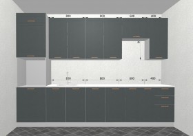 Кухня Квадро 3,2 м (высокие модули/Железо/Серый) в Железногорске - zheleznogorsk.katalogmebeli.com | фото 3