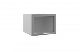 Квадро ГВПГС 600 шкаф верхний горизонтальный глубокий со стеклом высокий (Белый софт/корпус Серый) в Железногорске - zheleznogorsk.katalogmebeli.com | фото