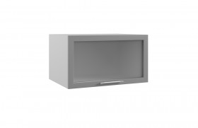 Квадро ГВПГС 800 шкаф верхний горизонтальный глубокий со стеклом высокий (Белый софт/корпус Серый) в Железногорске - zheleznogorsk.katalogmebeli.com | фото