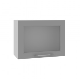 Квадро ВПГС 600 шкаф верхний горизонтальный со стеклом высокий (Белый софт/корпус Серый) в Железногорске - zheleznogorsk.katalogmebeli.com | фото