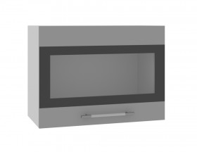Ройс ВПГСФ 600 Шкаф верхний горизонтальный со стеклом с фотопечатью высокий (Черника софт/корпус Серый) в Железногорске - zheleznogorsk.katalogmebeli.com | фото
