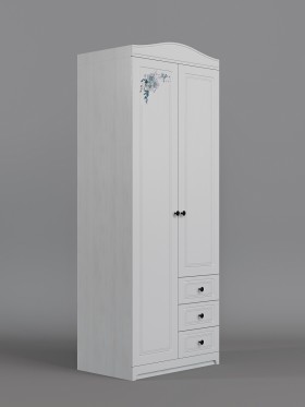 Шкаф 2-х створчатый с ящиками Бэлла (Выбеленное дерево/Белый) в Железногорске - zheleznogorsk.katalogmebeli.com | фото