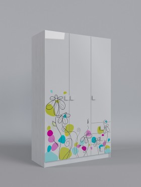 Шкаф 3-х створчатый с ящиками Флёр (Белый/корпус Выбеленное дерево) в Железногорске - zheleznogorsk.katalogmebeli.com | фото