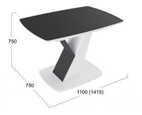 Стол обеденный «Гарда» Тип 1 (Белый/Стекло матовое черный графит) в Железногорске - zheleznogorsk.katalogmebeli.com | фото 3